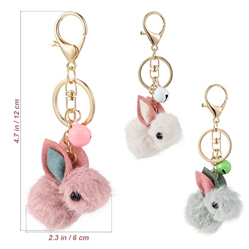 Galpada 3Pcs 2023 Year Of The Rabbit Keychain Pendant Plush Bunny Figurine Keychain Zodiac Stuffed Rabbit Pendant Chinese New Year Gifts (Random Color) #TOP1