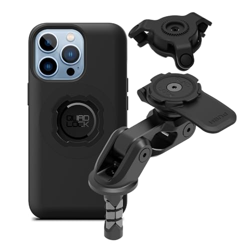 Quad Lock Motorcycle Fork Stem Phone Mount PRO Kit with Vibration Dampener and iPhone 13 Pro MAG Case