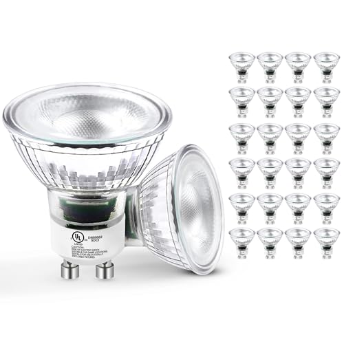 MASTERY MART LED GU10 Spotlight Light Bulbs, 50 Watt Equivalent, 5.5W Dimmable, Full Glass Cover Reflector, 2700K Soft White, 25