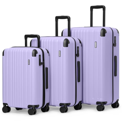 Image of Coolife Luggage Set, Light and Durable Hardshell, 3-Piece, Light Purple