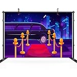 12x8ft Red Carpet Backdrop Limousine Graduation Prom Large Red Carpet Cityscape Night Background Film Movie Stars Prom Birthday Wedding Party Decoration Portrait Photo Booth Studio Props - Image 3