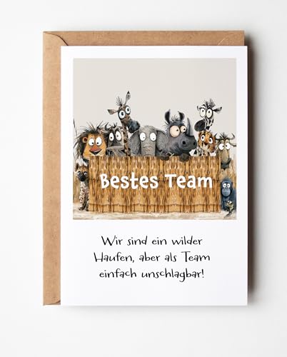 PURESIZE 12er Teamkarten mit witziges Safari Motiv, Kollegen Geschenk Karten, Mitarbeiter, Angestellte, Weihnachten, Danke sagen, kleine Aufmerksamkeit, Abschied Jobwechsel