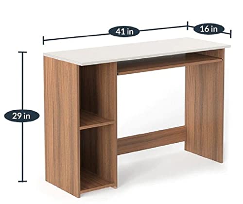Image of MAMTA DECORATION Engineered Wood Writing Study Table with Storage Wooden Computer Tables Office Desk for Home (White Finish)