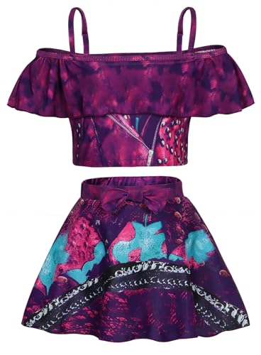 Image of Jurebecia Girls Princess Bathing Suit for 2-Piece Swimsuit Kids Bikini Set Princess Swimwear Ruffle Adjustable Strap Tankini Summer Beach Pool Party Swim Suit Size 4T 3-4 Years