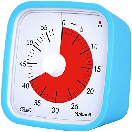 Visual Timer with Protective Case, Yunbaoit Upgraded 60-Minute Countdown Timer for Kids and Adults with Low Battery Remind, Silent Time Management Tool, No Ticking, Optional Alert (Blue)