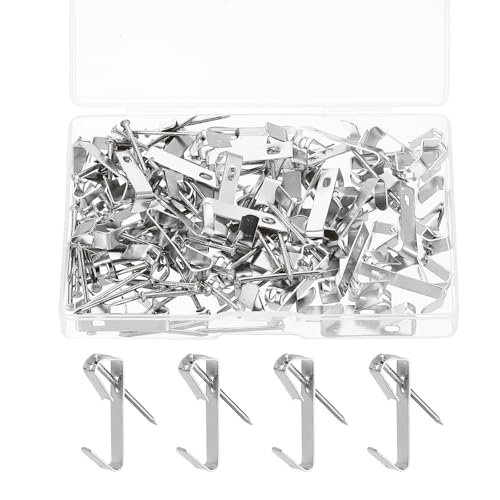 Image of uxcell 120 Pcs Picture Hangers, 30lb 25mm Picture Hanging Kit Picture Hanging Hooks Picture Hooks for Wooden Wall or Drywall Frame Painting Art Photo(60 Hangers + 60 Nails), Silver