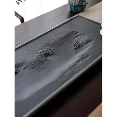 Taca Na Herbatę Kung Fu, Naturalna Taca Na Herbatę Z Ebonitu, Zestaw Do Herbaty Kung Fu, Chiński Zestaw Do Biura, Kamienna Taca Na Herbatę, Taca Do Herbaciarni,70 * 30 * 3cm