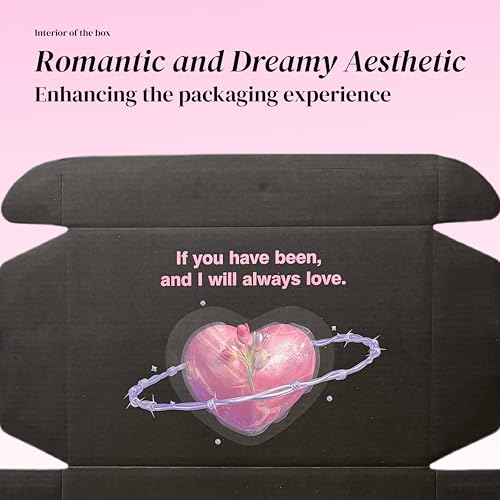 Image of Black and Pink Romantic Small Shipping Boxes, 9.8 x 6.3 x 2 inches, 10 Pack Corrugated Cardboard Mailing Boxes
