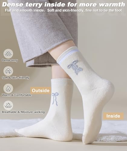 Image of IIG 3-5 Pairs Womens Super Thick Warm Winter Crew Socks Cute Fashion Knit Cozy Socks Gifts for Women