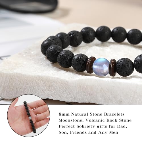 Gifts for Men, Bracelet for Men Beaded Gifts, Handmade Sobriety Gifts for Friends Husband Boyfriend Grandpa Son, Natural Stone Jewelry for Birthday Valentines Day Christmas Stocking Stuffers Gift Ideas2