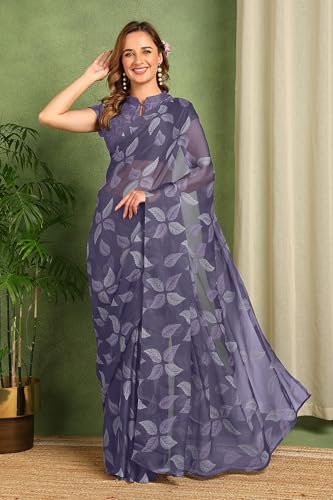 Image of MIRCHI FASHION Saree for Woman Chiffon Floral Printed | Lightweight Comfortable Daily Wear Women's Sari with Unstitched Blouse Piece (Available in 15 Colors)