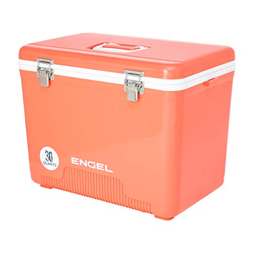 Engel UC30CR 30 Quart 8 Can Leak Proof Odor Resistant Insulated Cooler Drybox with Integrated Shoulder Strap, Coral