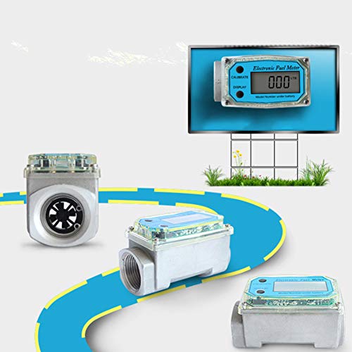 GEZICHTA Flow Water Meter Digital Flow Meter Digital LCD Display Fuel Meter for Measure Kerosene Gasoline 1 Inch
