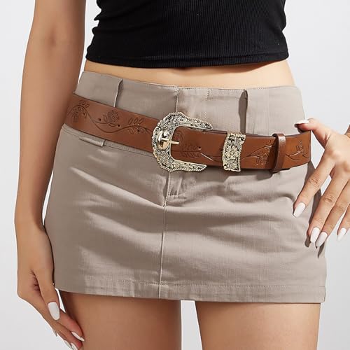 Waist Belt With Carved Buckle Jeans Pants Embossed Belt For Teens Girl Waistband Popular Waist Decorative Accessories4