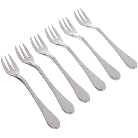 Knork 18/0 Stainless Steel Cocktail Fork (Set of 6), Matte Silver Cover