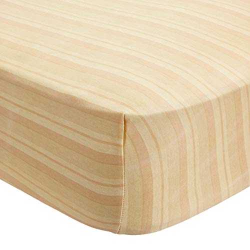Abstract Fitted Bed Sheet Soft Jersey Comfort Deep Pocket For Twin Mattresses (39" X 75", Striped Beige) #TOP6