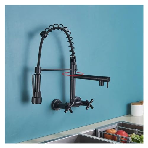 Mitigeur de cuisine avec douchette à ressort et commande d'eau chaude froide