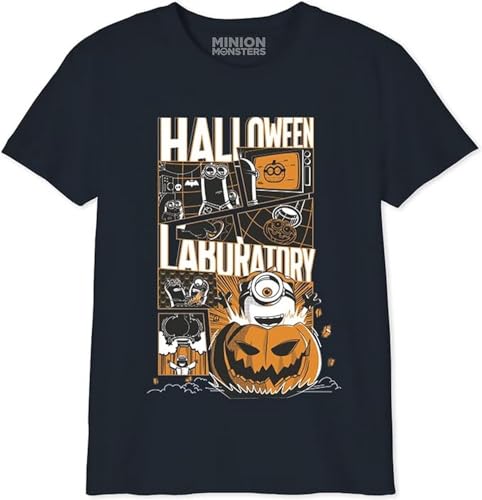 Minion Monsters Boutmints013 Camiseta, Azul Marino, 8 Años para Niños