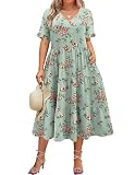 IN'VOLAND Plus Size Spring Dresses for Women 2026 Loose Fit Casual Vacation Midi Dresses with Pockets