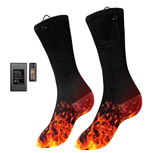 Anoopsyche Chaussettes Chauffantes, 3.7V 3500mAh 3 Chauffe-pieds Électriques à Température Rechargeables pour Femme et Homme Utilisé pour le Camping, la Moto, le Ski, la Randonnée sur Neige(XXL)