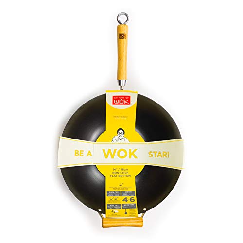 Escuela de Wok de Estrella de la Wok Antiadherente de Acero al Carbono Wok, Plata, 35,6 cm Cover