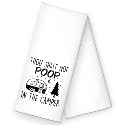 ZBBFSCSB in The Camper Funny Camping Kitchen Towels, Cute Camping Dish Towels for Camping Lovers, Camper Van Kitchen Accessories, Housewarming Farmhouse Birthday Gifts for Hostess Dad Mom RV Camper