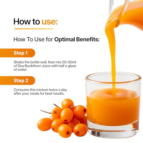 Image of Dr. Vedic Himalayan Sea Buckthorn (Leh Berries) Pulp 500ml | Cold-Pressed Pulp Concentrate | Natural Vitamin C & Omega 3-6-7-9 | Supports Immunity, Skin Radiance & Gut Health | Herbal Superfruit Supplement