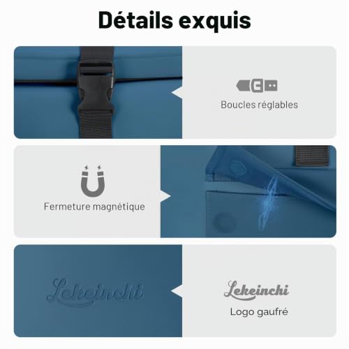 Lekeinchi Sac à Dos Roll-top pour Hommes et Femmes, Grand Sac a Dos pour Ordinateur Portable 17", Élégant et Polyvalent pour Université, Voyage, Cyclisme, École et Travail - Bleu – vue 5