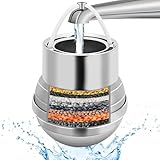 Bath Filter for Tub - 8 Stages Bathtub Water Filter Removes Hundreds of Contaminants for Softer, Smoother Skin and Healthier Hair | 2,500 Gallons of Filtration | BPA Free (Silver)