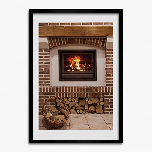 Cadre photo 50x70 cm Tulup en bois MDF avec affiche de peinture moderne pour cheminée