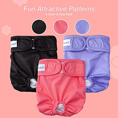 Image of Pet Soft Washable Female Diapers (3 Pack) Female Dog Diapers, Comfort Reusable Doggy Diapers for Girl Dog in Period Heat (Sprightly, L)