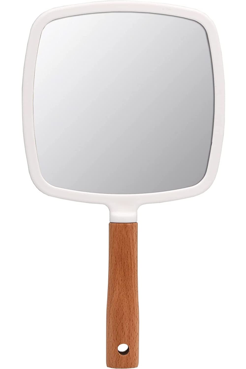 Wooden Hand Mirror: Vintage, Portable Bathroom Mirror, Ideal for Makeup Kit, Compact Mirror for Vanity, Hand Held Beauty Salon Mirror for Dressing (White - Square)-image-9