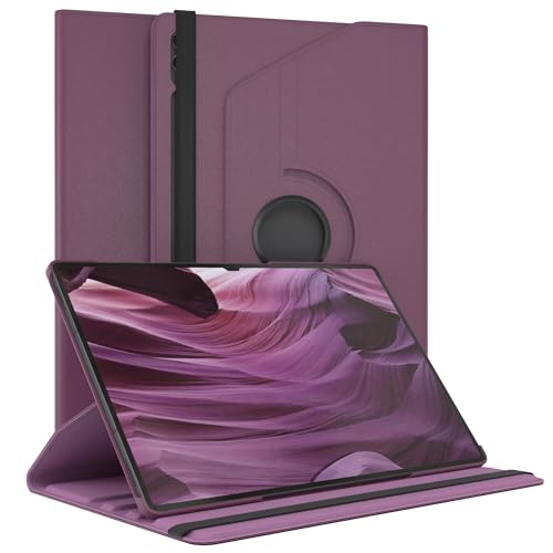 EAZY CASE - Tablet Hülle für Samsung Galaxy Tab S10 Ultra/Tab S9 Ultra Schutzhülle Smart Cover Tablet Case Rotationcase Aufstellen Klapphülle 360 drehbar mit Standfunktion Tasche Kunstleder Lila