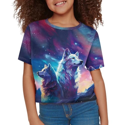 Image of Girls Crop Tops Cute Short Sleeve Shirts Fashion Tees for Kids Casual Crewneck Blouses Size 8-16 Years