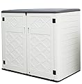 Mrosaa Large Horizontal Storage Sheds,38 cu.ft. Outdoor Storage Box for Garden,Patio and Backyard,Customized Shelves &Lockable(Off White)