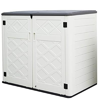 Mrosaa Large Horizontal Storage Sheds,38 cu.ft. Outdoor Storage Box for Garden,Patio and Backyard,Customized Shelves &Lockable(Off White)