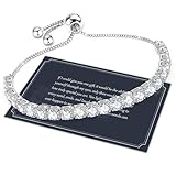 J.Fée Silver Bracelets for Womens 925 Tennis Bracelet with 4MM Cubic Zircon Crystal For Party,Adjustable Womens Jewellery with Box,Friendship Gift Birthday Gifts for Women Mothers Gifts For Mum