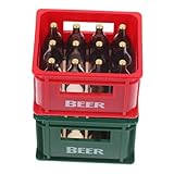 KOMBIUDA 2 Stück Puppenhaus Bierkiste mit Miniatur Flaschen Realistische Deko für Küche und Bar für Dollhouse und Gartenaccessoires