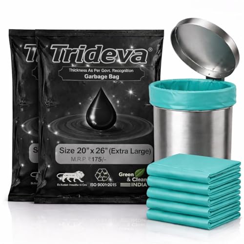 Image of Garbage Bags /Dustbin Bags - 120 Micron Heavy - Duty Trash Bags (20 x 26 Inches) - Extra-Medium Leak -Proof Bin Liners for Kitchen, Office - 500g Pack (Green, Pack of 2) - 20 Bags