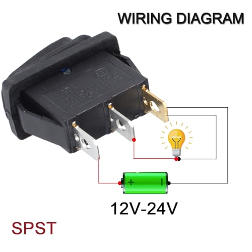 Interrupteur à bascule 12V 20A avec indicateurs LED Rouge Bleu Vert étanches