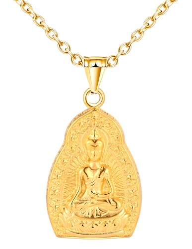 INFINIONLY Hommes Femmes Colliers Pendentifs Bouddha en Acier Inoxydable Pendentif Bouddha Or Collier Amulette pour Jeunes Bijoux Fantaisie Décoration...