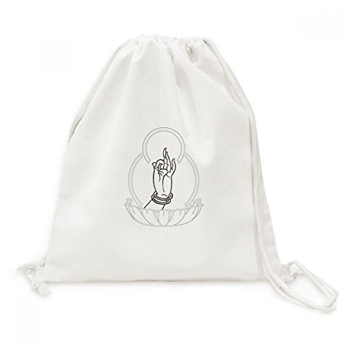 Sac cordon lotus bouddhisme en toile pour vos sorties shopping et voyages