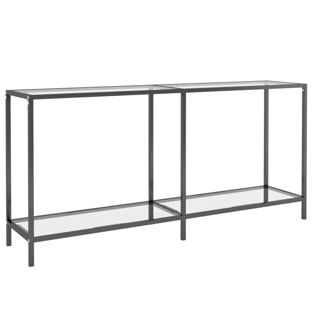 Przezroczysty stolik konsolowy ze szkła hartowanego, 160 x 35 x 75,5 cm, wytrzymały stół do przedpokoju ze stalową ramą, elegancka półka do salonu, przedpokoju, uniwersalny stolik pomocniczy