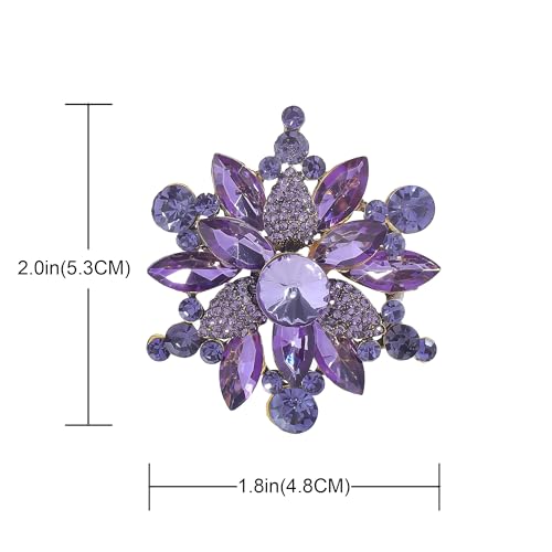 YOQUCOL Vintage Austrian Crystal Rhinestone Flower Shape Brooch Pin for Women2