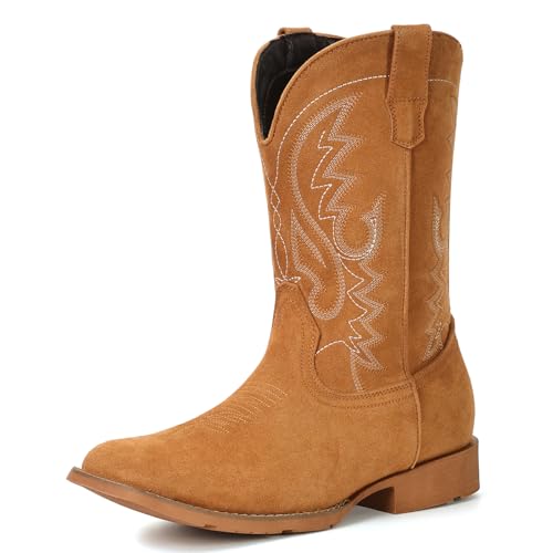 Image of IUV Cowboy Boots For Men with Wide Square Toe Western Retro Boot