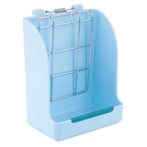 DOITOOL Comedero para Conejos y Cobayas Estante de Hierba Metálico Reforzado, Diseño Ajustable para Jaulas, Color Azul, Dispensador de Heno Anti Desperdicio Adecuado para Pequeños