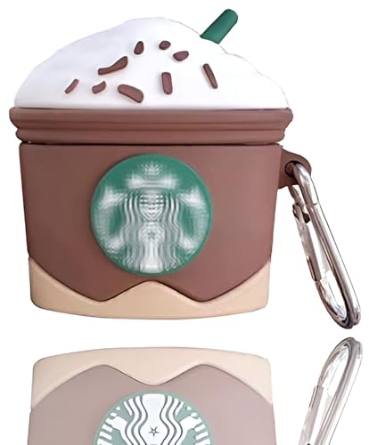 Image of Latali New Cute Soft Silicone Case Compatible with Apple AirPods 4 Generation (2024) Full 360 Protection Dust-Proof Shockproof Case Cover with Hook (Cover Only) (Star-Buks Brown)
