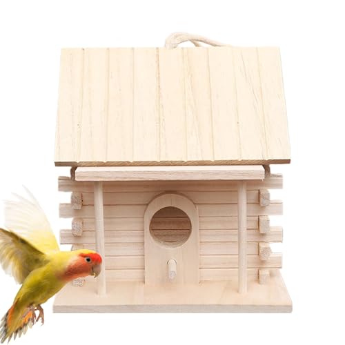 EOPBCD バードハウス木製、屋外の木の鳥の家 | 装飾的なオウムハウスハング可能,庭の飾り飾り、中庭公園のパラキート繁殖箱