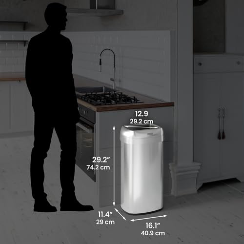 Image of iTouchless 61 Liter / 16 Gallon Open Top Kitchen Trash Can & Recycle Bin with Double Odor Filters, Stainless Steel Commercial Grade Garbage Bin for Garage Home, Office, Restaurant, Restroom Store Dorm
