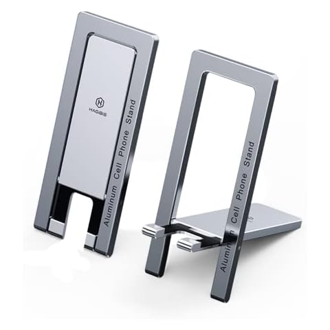 Hagibis Cell Phone Stand for Desk, Foldable Aluminum Phone Holder, Ultra Slim Portable Adjustable Phone Mount for iPhone 13 12 11 Pro Max X SE XR 8 Plus Samsung Galaxy iPad Mini Tablet (Grey) Cover
